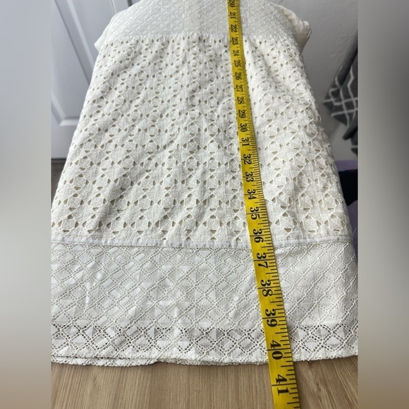 NWT Banana Republic Short Sleeve Eyelet Midi Dress Ivory Sz 14 - Picture 8 of 11